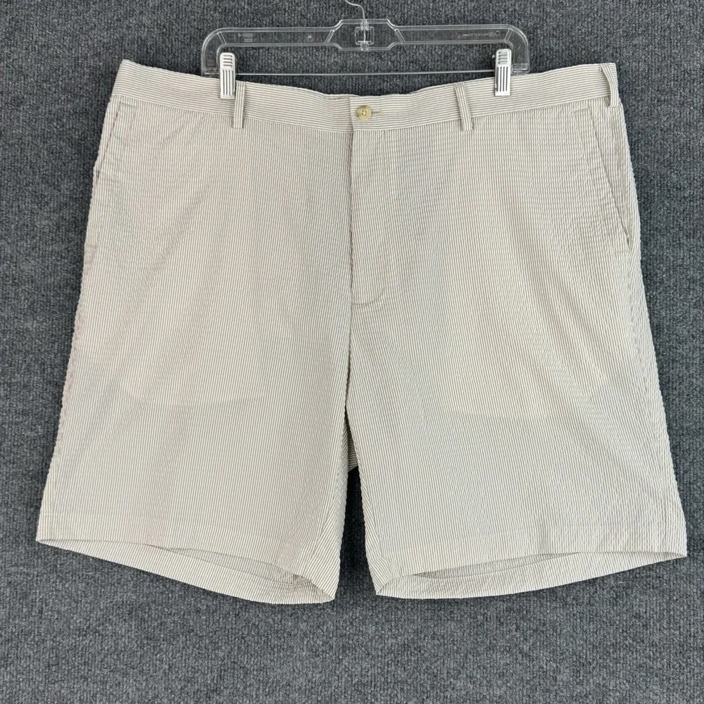 Peter Millar Shorts Mens 42 Beige White Seersucker Featherweight Golf Striped
